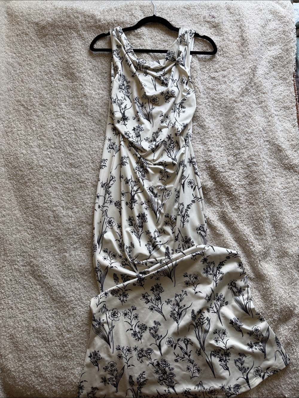 Ivory Floral Cowl Neck Maxi Dress